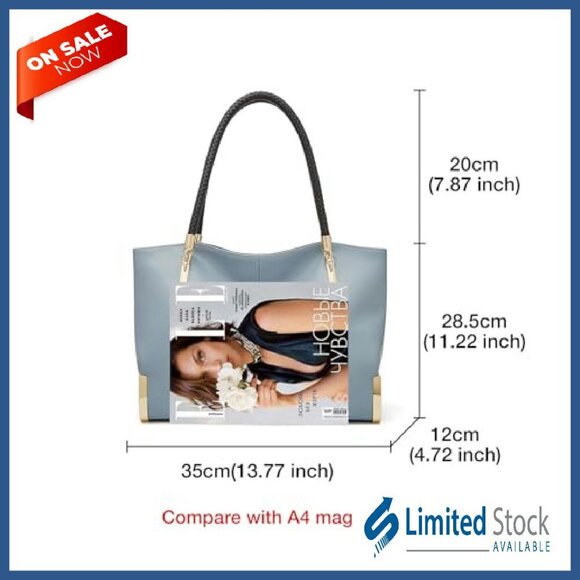 Large Leather Tote Bag with Multiple Compartments for Work & Daily Use - Picture 4 of 8